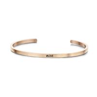 Key Moments 8KM-B00162 Stalen open bangle met tekst #love zirkonia one-size rosékleurig - thumbnail