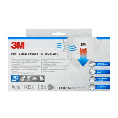 3M Aura Comfort Cool Flow stofmasker, FFP2, met ventiel, pak van 5 stuks