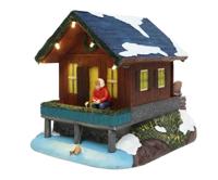 Chalet with Fisher with LED Polyresin 20cm Santaville - Santaville - thumbnail