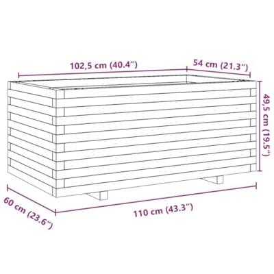 Plantenbak 110x60x49,5 cm massief grenenhout wit