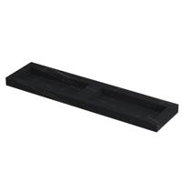 INK Pitch Wastafel Keramische Slab Bak Dubbel met Drain en Front en Side Skirts Zonder Kraangaten - 1800x450x90 mm - Lauren Black Mat - thumbnail
