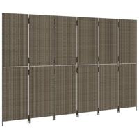 Kamerscherm 6 panelen poly rattan grijs - thumbnail