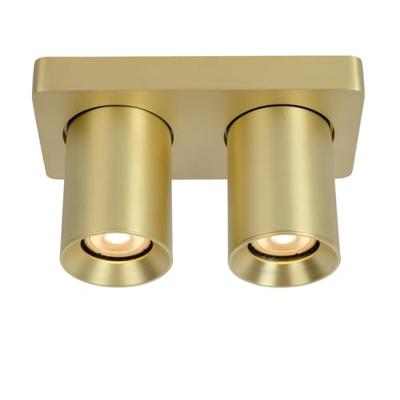 Lucide NIGEL - Plafondspot - LED Dim to warm - GU10 - 2x5W 2200K/3000K - Mat Goud / Messing
