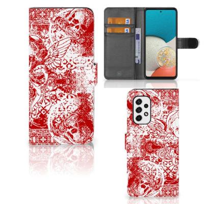 Telefoonhoesje met Naam Samsung Galaxy A53 Angel Skull Rood Telefoonhoesje met Naam Samsung Galaxy A53 Angel Skull Rood