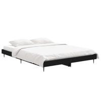 Bedframe LED massief hout zwart 140x190 cm - thumbnail