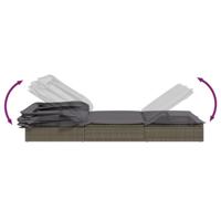Ligbed met inklapbaar dak 213x63x97 cm poly rattan grijs - thumbnail