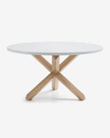 Kave Home Ronde Eettafel 'Lotus' 135cm, kleur Wit/Eiken - thumbnail