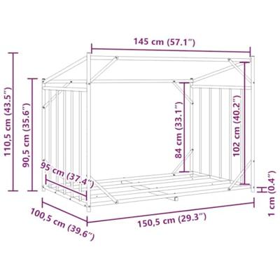 VidaXL Haardhoutrek met regenhoes 150,5x100,5x110,5 cm staal