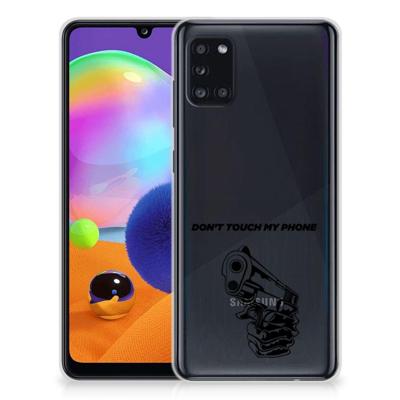Samsung Galaxy A31 Silicone-hoesje Gun Don't Touch My Phone Samsung Galaxy A31 Silicone-hoesje Gun Don't Touch My Phone