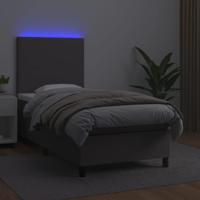 Boxspring met matras en LED kunstleer grijs 120x190 cm - thumbnail