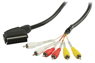 Valueline Vlvp31160b20 Scart - Rca Kabel Scart Mannelijk - 6x Rca Mannelijk 2,00 M Zwart