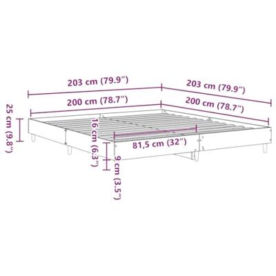 Bedframe zonder matras 200x200 cm spaanplaat grijs sonoma