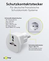 Goobay Reisadapter USA,UK,CH,IT naar EUR Wit - thumbnail