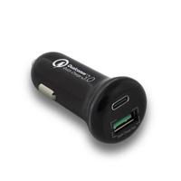 Ewent EW1356 Autolader 1x USB-C 1x USB-A Snellader - Zwart - thumbnail