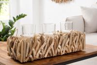 Elegante lantaarn FOSSIL 50cm drijfhout kandelaar voor 3 kaarsen - 38246 - thumbnail