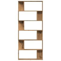 Boekenkast 80x24x192 cm bewerkt hout artisanaal eikenkleur - thumbnail