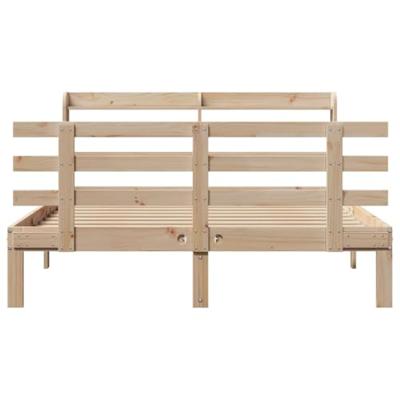 Bedframe met hoofdbord massief grenenhout wit 140x200 cm