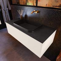 Badkamermeubelset Mondiaz Erin 100 cm met 1 Lade met RIDGE Wastafel Midden Urban Zonder Kraangaten Greeploos Mat Linen - thumbnail