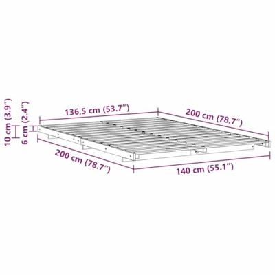 Bedframe Wasbruin 140 x 200 cm Massief grenenhout
