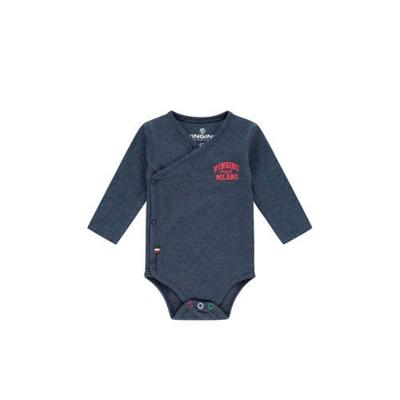 Vingino newborn baby romper Pelle met overslag en printopdruk donkerblauw