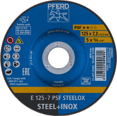 PFERD TOOLS 62012640 Psf Steelox Afbraamschijf gebogen Diameter 125 mm Boordiameter 22.23 mm 10 stuk(s)