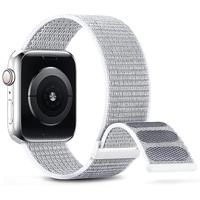 Nylon sport loop band - Wit - Extra sterke klittenbandsluiting - Geschikt voor Apple Watch 38mm / 40mm / 41mm / 42mm - thumbnail