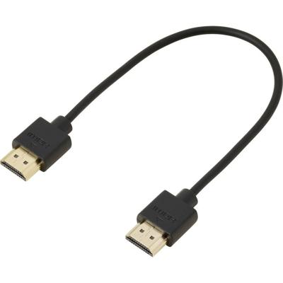 SpeaKa Professional SP-9076308 HDMI-kabel HDMI Aansluitkabel HDMI-A-stekker, HDMI-A-stekker 0.20 m Zwart 4K UHD, Audio Return Channel (ARC), Vergulde