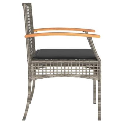 Tuinstoelen 2 st met kussens poly rattan en acaciahout grijs