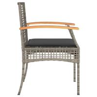 Tuinstoelen 2 st met kussens poly rattan en acaciahout grijs - thumbnail