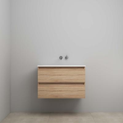 On-Line Onderkast - 80 cm - Voorgemonteerd - Acryl Wastafel - zonder Kraangat - Eiken