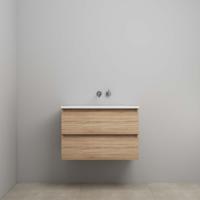 On-Line Onderkast - 80 cm - Voorgemonteerd - Acryl Wastafel - zonder Kraangat - Eiken - thumbnail