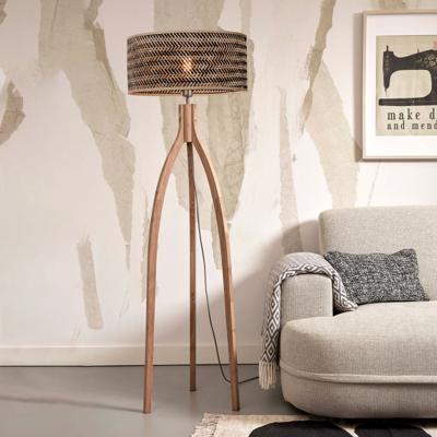 GOOD&MOJO Vloerlamp 'Java' 3-poot, Bamboe, kleur Naturel/Zwart