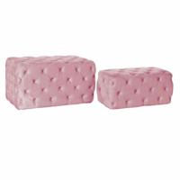 Kruk DKD Home Decor Roze Polyester Fluweel Hout MDF (88 x 53 x 47,76 cm) - thumbnail