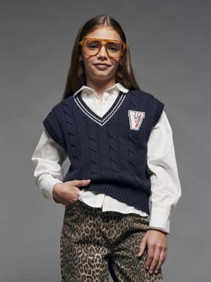 Mouwloze meisjestrui JONEN marineblauw