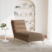 Chaise longue met kussens stof bruin - thumbnail