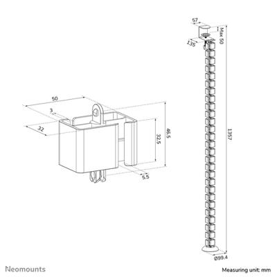 Neomounts ADS06-131WH Kabelgeleider - klembevestiging - universeel - thumbnail