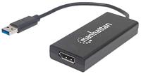 Manhattan USB 3.0 / DisplayPort Adapter [1x USB 3.0 stekker A - 1x DisplayPort bus] Zwart Kleurcodering, Flexibel, Folie afscherming, UL gecertificeerd, - thumbnail