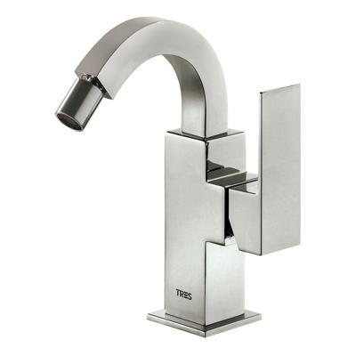 Bidetmengkraan Tres Cuadro Exclusive met Hendel Gebogen Uitloop 11,5 cm RVS