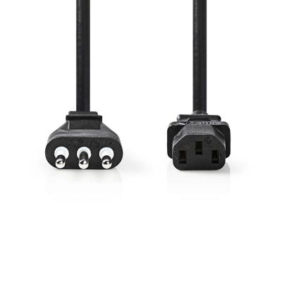 Voedingskabel | Stekker Type L (IT) - IEC-320-C13 | 2,0 m | Zwart