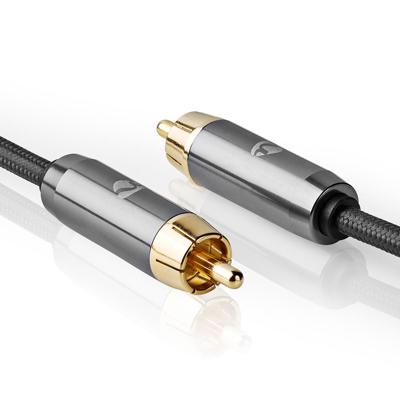Subwooferkabel | RCA Male - RCA Male | Gun Metal Grey | Gevlochten kabel