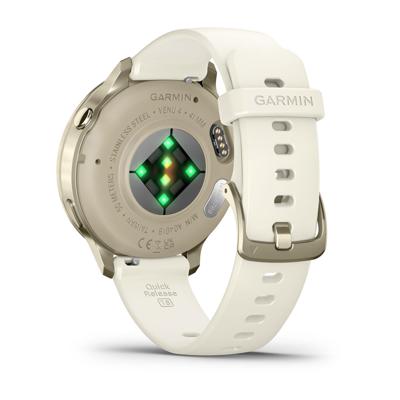 Garmin Venu 4, 41mm, Premium smartwatch met GPS, AMOLED-touchscreen, LED-zaklamp, Geavanceerde gezondheids- en fitnessfuncties, Tot 10 dagen batterijduur, Lunar Gold/Bone