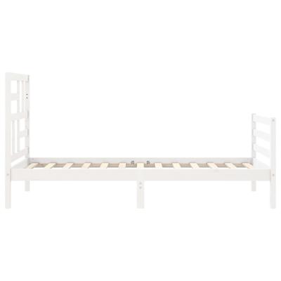 Bedframe met hoofdbord massief hout wit - thumbnail