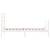 Bedframe met hoofdbord massief hout wit 120x200 cm - thumbnail