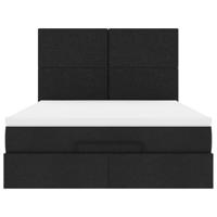 Ottoman bed met matras 140x190cm stof zwart - thumbnail