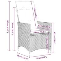 11-delige Bistroset met kussens poly rattan beige - thumbnail