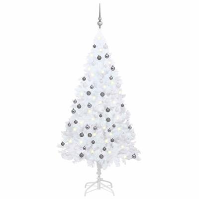 VidaXL Kunstkerstboom met verlichting en kerstballen 120 cm pvc wit