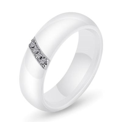 Eenvoudige nano keramische ring trend Titanium staal met Zirkoon Ringen ring grootte: 7 (wit)