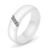 Eenvoudige nano keramische ring trend Titanium staal met Zirkoon Ringen ring grootte: 7 (wit) - thumbnail