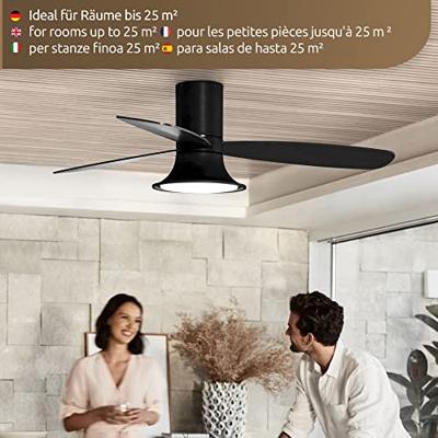 Beacon Zwarte ventilator met lampFlusso Ø 132cm - 210662