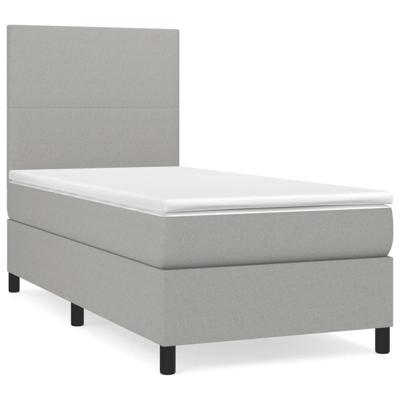 Boxspring met matras stof lichtgrijs 140x190 cm - thumbnail